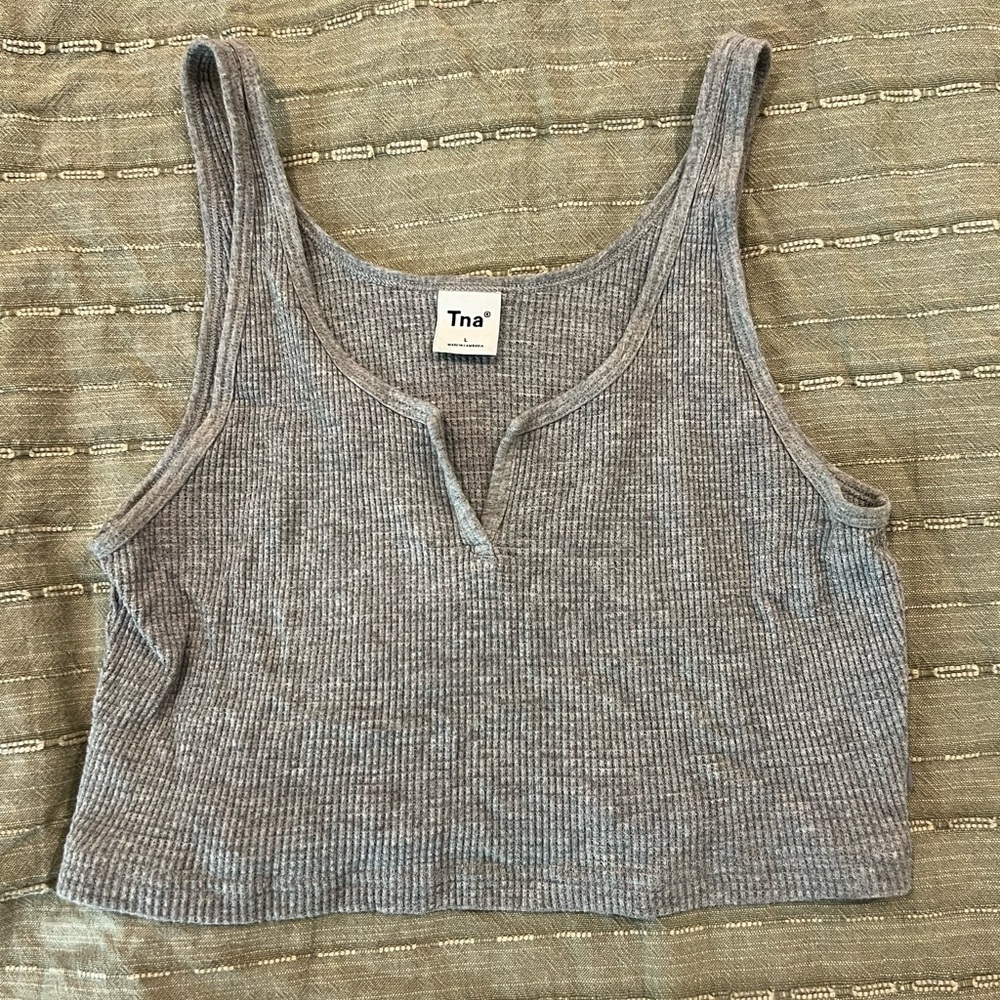 TNA Charcoal Ribbed Crop Top